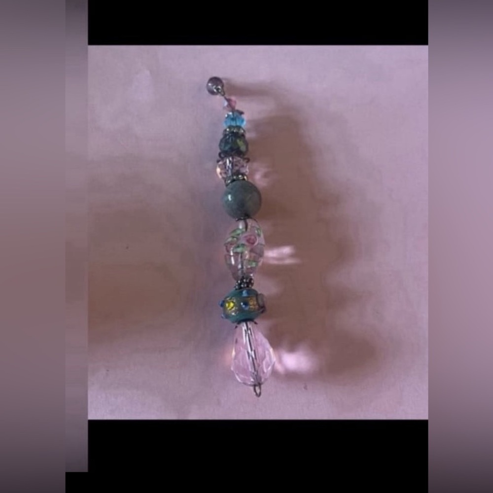 👑 Pink Art Glass Bead Pendant #6635